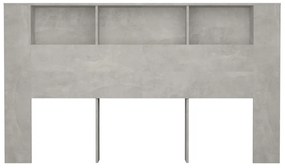 Armário de cabeceira 180x18,5x104,5 cm cinzento de betão