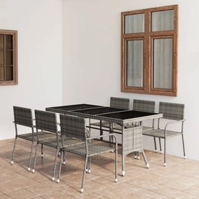 vidaXL 7 pcs conjunto jantar p/ jardim vime PE antracite e cinzento