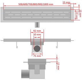 Dreno de chuveiro linear bolhas 1030x140 mm aço inoxidável