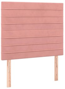 Cabeceira de cama c/ luzes LED veludo 100x5x118/128 cm rosa