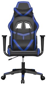 Cadeira gaming de massagens couro artificial preto e azul