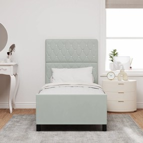 Estrutura da Cama vidaXL Cinzento claro 90x190 cm Veludo