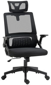 Vinsetto Cadeira de Escritório de Malha Confortável Giratória com Altura Apoio Cabeça Ajustáveis Lombar Preto 60x61x104,5-121,5 cm | Aosom Portugal