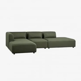 Sofá Modular Chaise Longue Esquerdo De 3 Peças Com Divã Fogler Tecido Pele De Borrego Amarelo Curri - Sklum