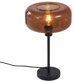 Candeeiro de Mesa Retro Preto com Vidro Bronze - Bizle Retro