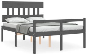 Estrutura de cama com cabeceira 120x200 cm madeira maciça cinza