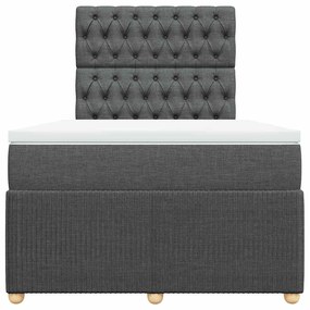 Cama boxspring com colchão 120x190 cm tecido cinzento-escuro