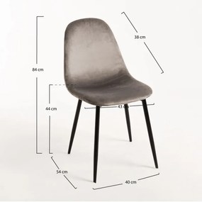 Cadeira Teok Black Veludo - Cinza claro