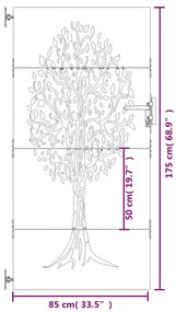Portão de jardim 85x175 cm aço corten design árvore