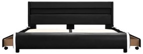 Estrutura de cama com LED 140x200 cm couro artificial preto