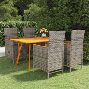 vidaXL 5 pcs conjunto de jantar para jardim cinzento
