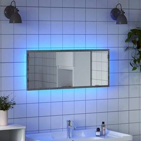 vidaXL Espelho de casa de banho c/ LED deriv. madeira cinzento sonoma