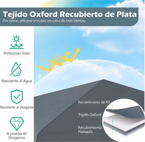 Tenda de Jardim Dobrável, 300 x 300 x 247-267 cm, Altura Regulável com 4 sacos pesos, Cinzento