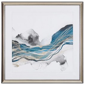 Quadro com moldura 60 x 60 cm azul e cinzento BAGI Beliani