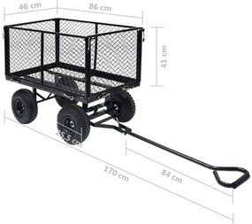 Carrinho de mão para jardim 350 kg preto