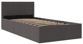 Cama hidráulica arrumação 90x200cm tecido cinza-escuro