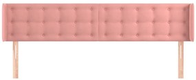 Cabeceira de cama c/ abas veludo 163x16x78/88 cm rosa