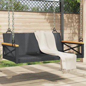 vidaXL Banco baloiço 109x62x40 cm vime PE preto
