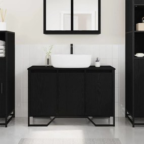 vidaXL Armário de Pia com armazenamento Carvalho Preto 91 x 35 x 60 cm
