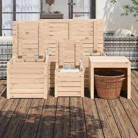 4 pcs conjunto de caixas de jardim madeira de pinho maciça