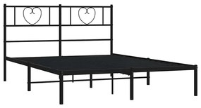 Estrutura de cama em metal com cabeceira 150x200 cm preto