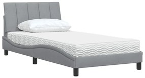 Cama com colchão 100x200 cm tecido cinzento-claro