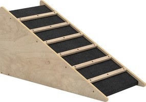 PawHut Escada para Animais, Escada para Cães, Madeira de Pinho, Revestimento Antiderrapante, 90 cm x 40 cm x 45 cm, Natural + Cinza | Aosom Portugal