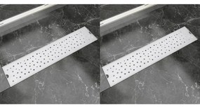 VidaXL Dreno de chuveiro linear 2 pcs bolhas 530x140 mm aço inoxidável