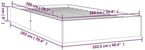 Estrutura de cama 100x200 cm madeira maciça