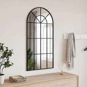 vidaXL Espelho de parede arqueado 50x100 cm ferro preto