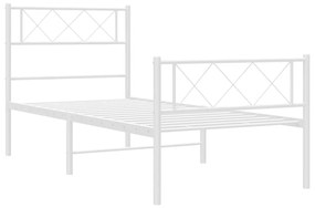 Estrutura de cama com cabeceira e pés 90x200 cm metal branco