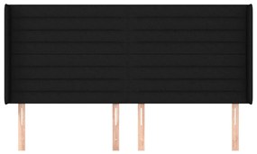Cabeceira de cama c/ abas tecido 163x16x118/128 cm preto