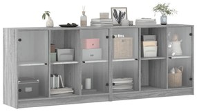Estante c/ portas 204x37x75 cm derivados madeira cinza sonoma