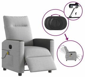 Poltrona massagens reclinável elétrica tecido cinzento-nublado