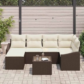 Conjunto de Jantar de Jardim com 6 Peças e Almofadas Cinzas em Polyrat