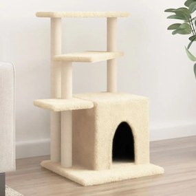 Árvore para gatos c/ postes arranhadores sisal 83,5 cm creme