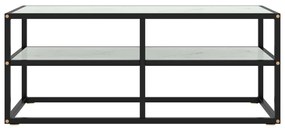 Móvel de TV 100x40x40 cm vidro mármore branco