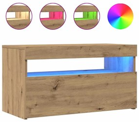 Móvel TV c/ luzes LED 2pcs derivados madeira carvalho artisiano