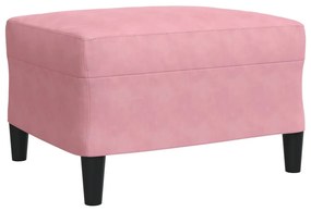 3 pcs conjunto de sofás com almofadões e rolos veludo rosa