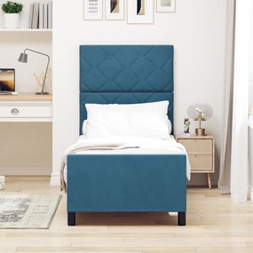Estrutura de Cama de Veludo Azul Escuro vidaXL 80x200 cm