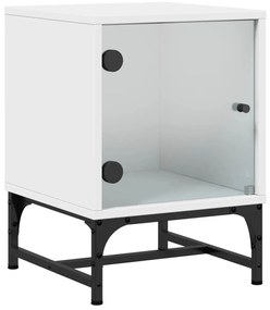 Mesas de cabeceira c/ portas de vidro 2 pcs 35x37x50 cm branco