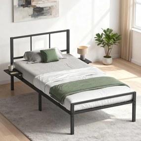 Estrutura de cama individual, para colchão de 90 x 190 cm (COLCHÃO NÃO INCLUIDO), estrutura metálica preta
