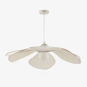 Candeeiro De Teto Benavid Ø75 Cm & Linho E Algodão Beige Creme - Sklum