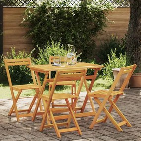 Conjunto Bistro Dobrável de 5 Peças Madeira Maciça Acácia