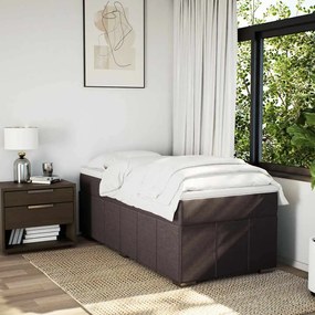 Cama com molas/colchão 100x200 cm tecido castanho-escuro