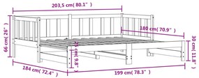 Sofá-cama com gavetão 90x200 cm madeira de pinho maciça branco