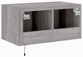 Móvel de parede p/ TV c/ luzes LED 60x35x31 cm cinzento sonoma