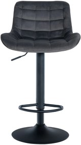 Conjunto de 2 bancos de bar Tover em veludo com estrutura preta 48 x 81-105 x 54 cm Cinzento escuro
