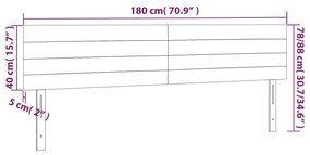 Cabeceira de cama c/ luzes LED veludo 180x5x78/88 cm rosa