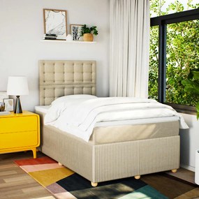 Cama boxspring com colchão 120x190 cm tecido cor creme